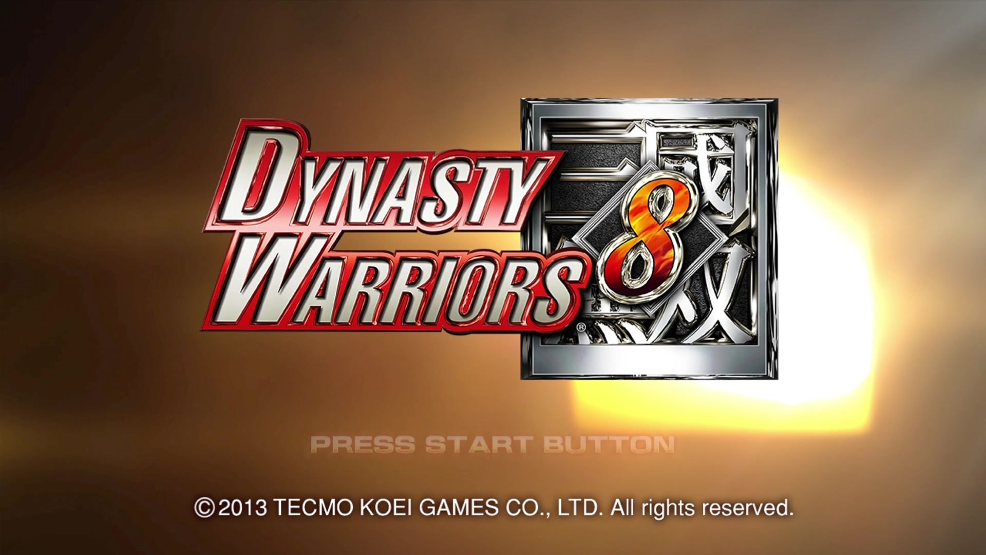 Dynasty Warriors 8 title screen for Xbox 360
